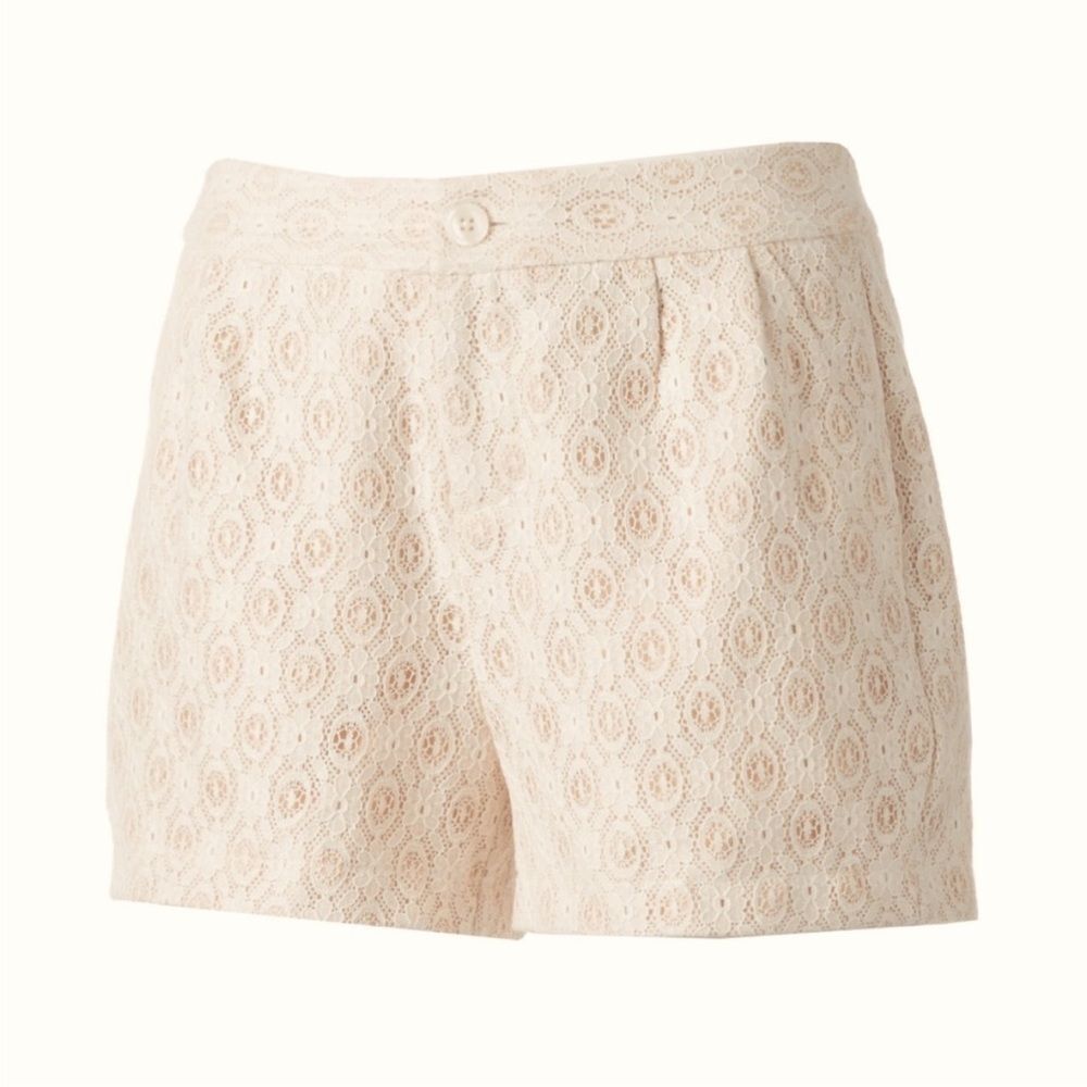LC Lauren Conrad | Women’s Lace White Tan Casual Summer Shorts